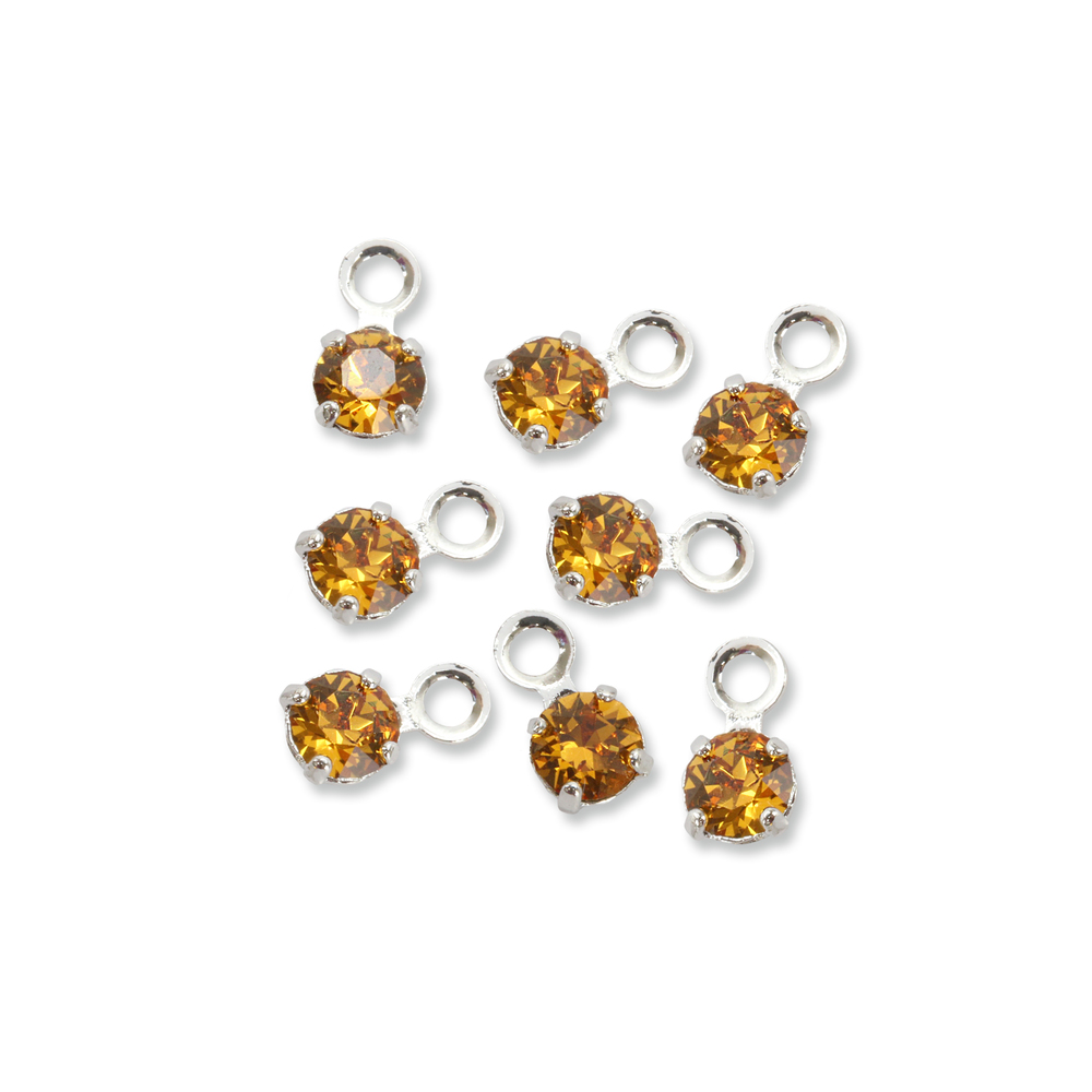 Beads & Swarovski Crystals Swarovski 3mm Round Crystal Charm (Topaz - NOVEMBER), Pack of 8